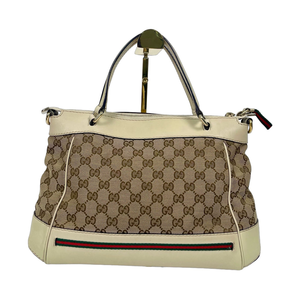Gucci Mayfair GG Canvas Shoulder Bag with Bow - Ivory White