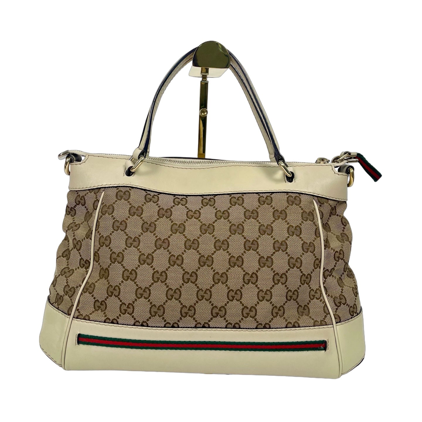 Gucci Mayfair GG Canvas Shoulder Bag with Bow - Ivory White