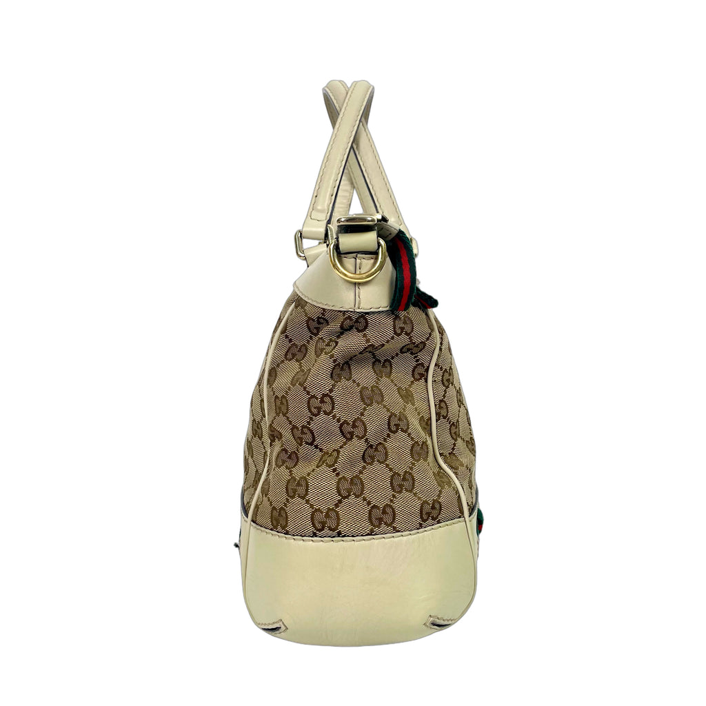 Gucci Mayfair GG Canvas Shoulder Bag with Bow - Ivory White