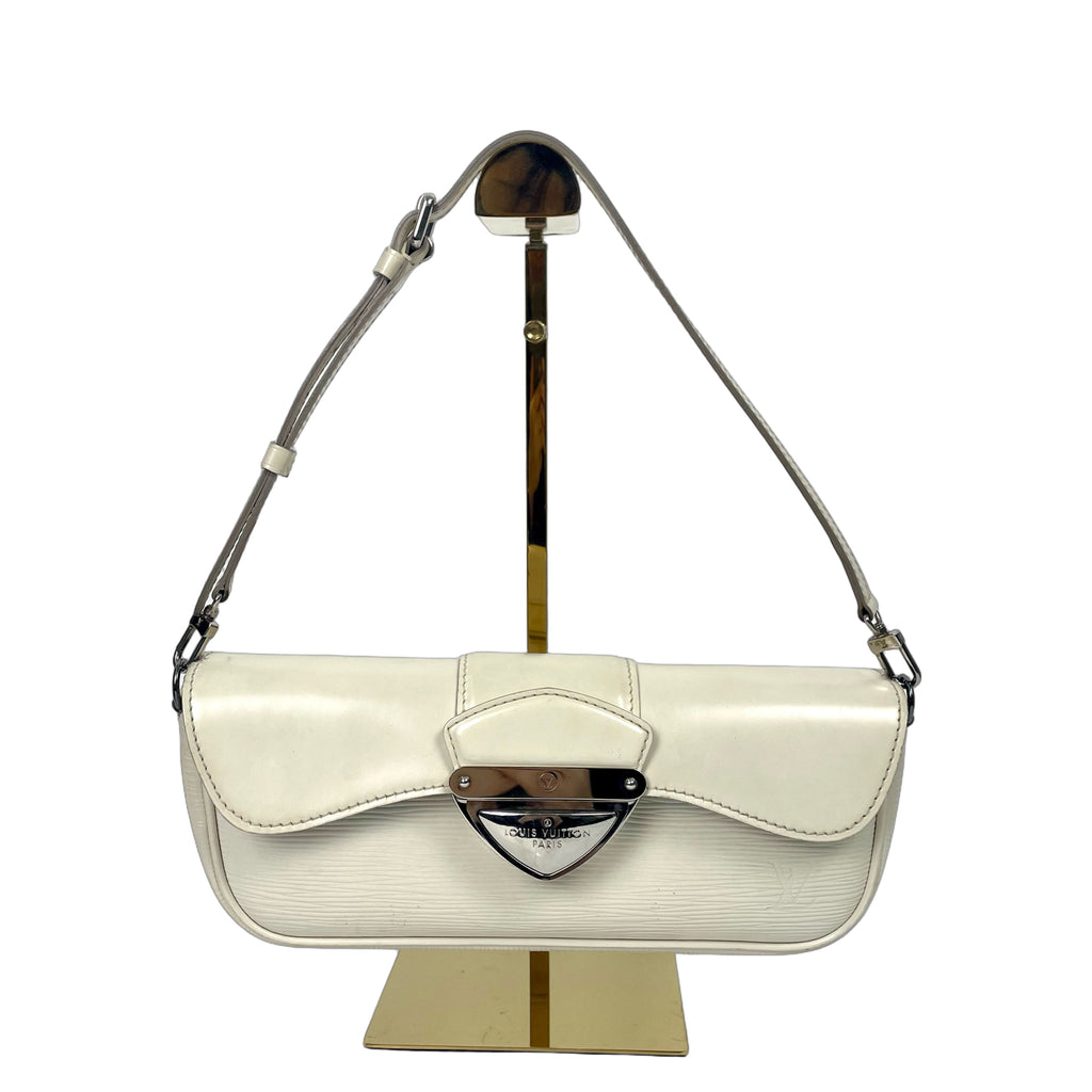 Louis Vuitton Ivory White Epi Leather Baguette Bag with Silver Hardware