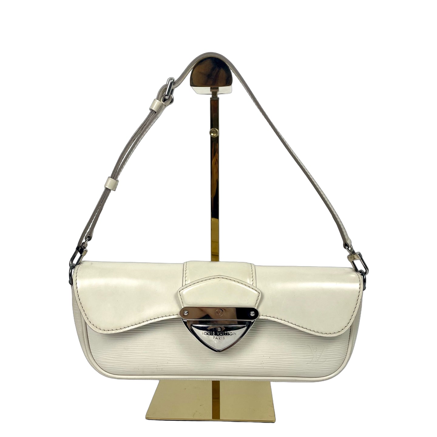 Louis Vuitton Ivory White Epi Leather Baguette Bag with Silver Hardware