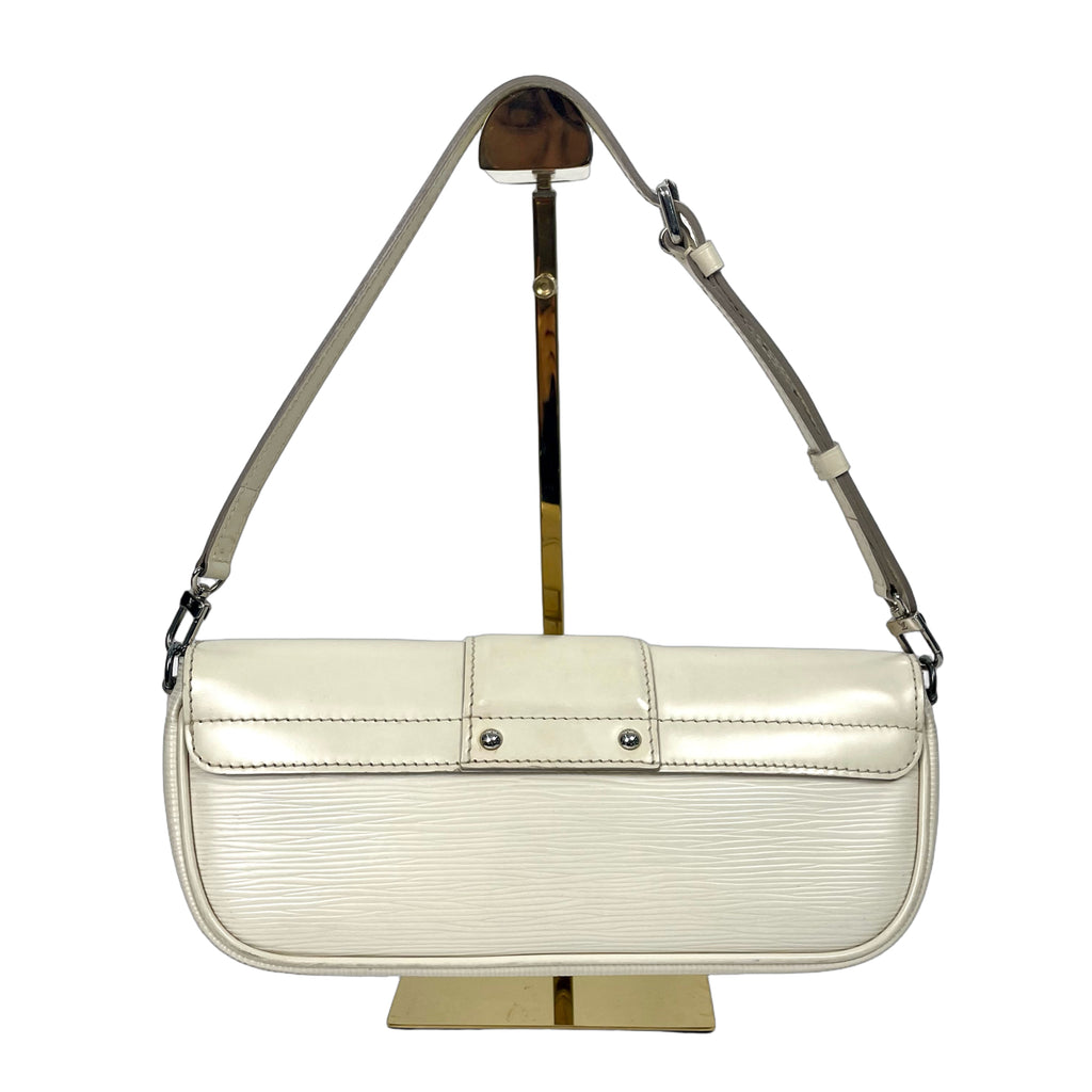 Louis Vuitton Ivory White Epi Leather Baguette Bag with Silver Hardware