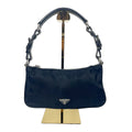 Prada Black Nylon Shoulder Bag with Enamelled Triangle Logo