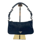 Prada Black Nylon Shoulder Bag with Enamelled Triangle Logo