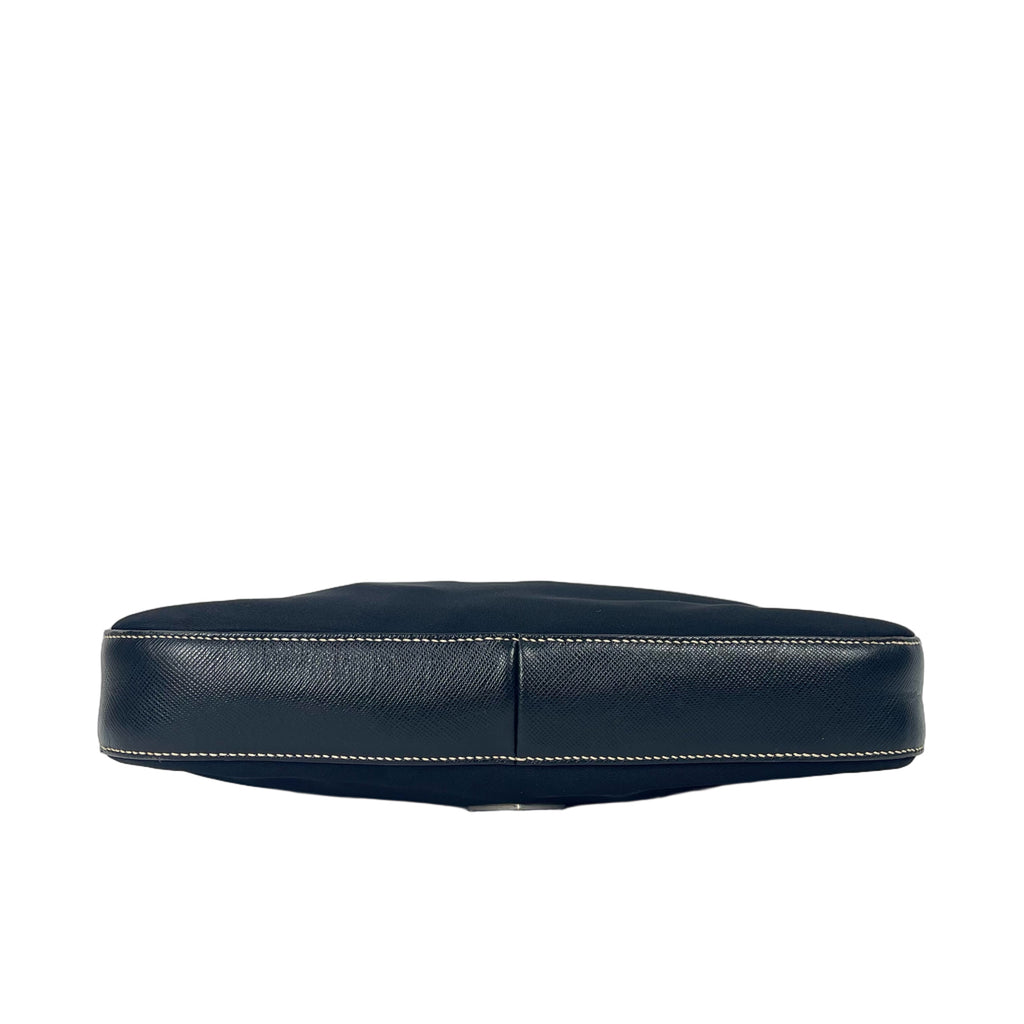 Prada Black Nylon Shoulder Bag with Enamelled Triangle Logo