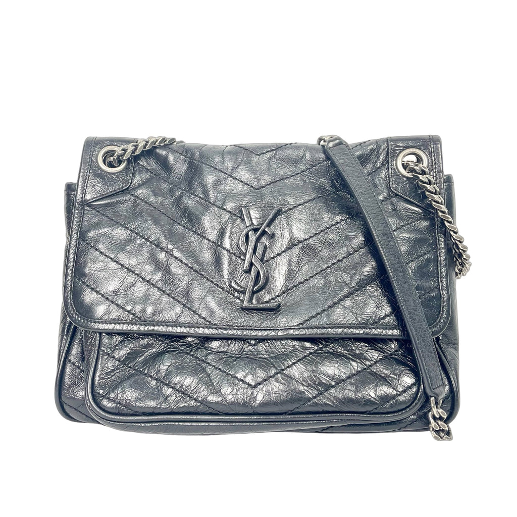 Saint Laurent Niki Medium Chain Bag in Crinkled Vintage Leather