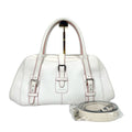 Loewe Vintage White Leather Buckle Detail Top Handle Bag