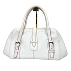 Loewe Vintage White Leather Buckle Detail Top Handle Bag