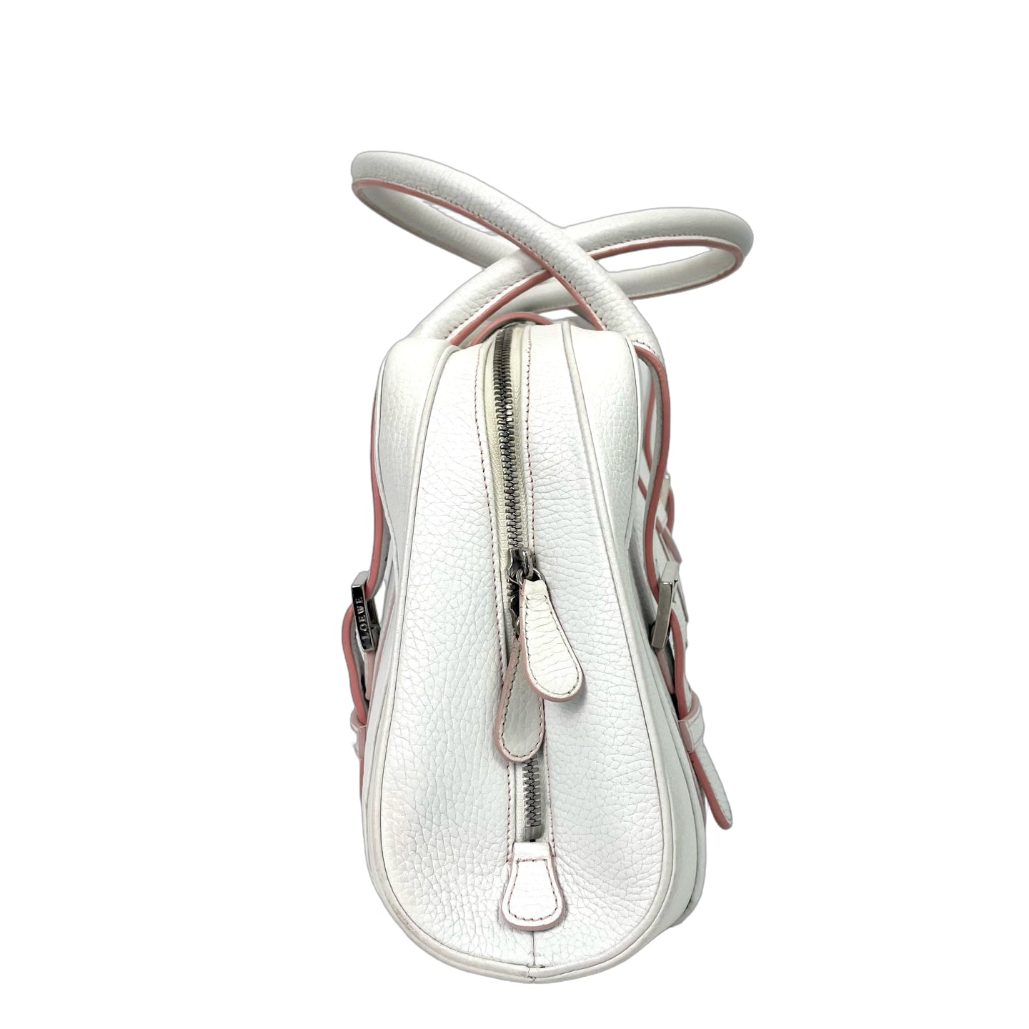 Loewe Vintage White Leather Buckle Detail Top Handle Bag