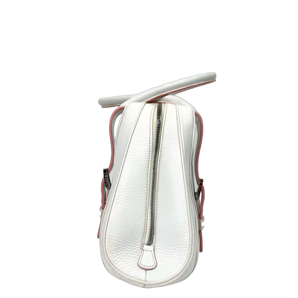 Loewe Vintage White Leather Buckle Detail Top Handle Bag