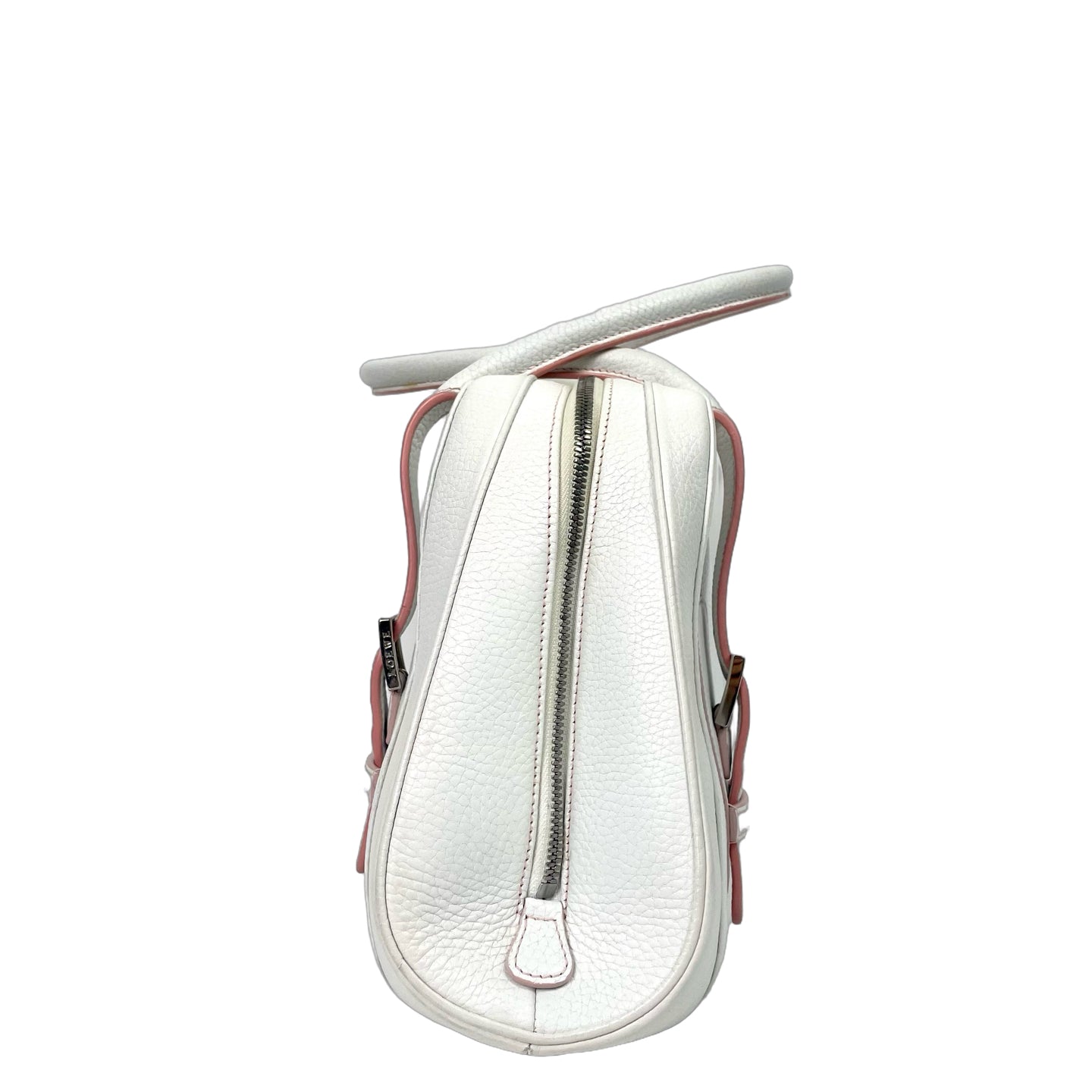 Loewe Vintage White Leather Buckle Detail Top Handle Bag