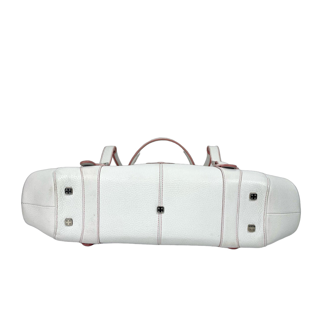 Loewe Vintage White Leather Buckle Detail Top Handle Bag