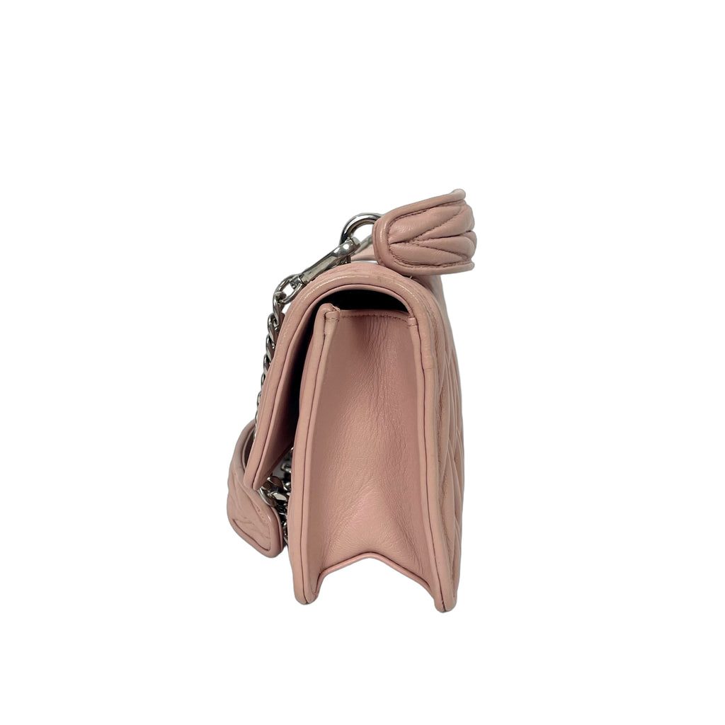 Miu Miu Nude Pink Quilted Leather Shoulder Bag with Chain Strap