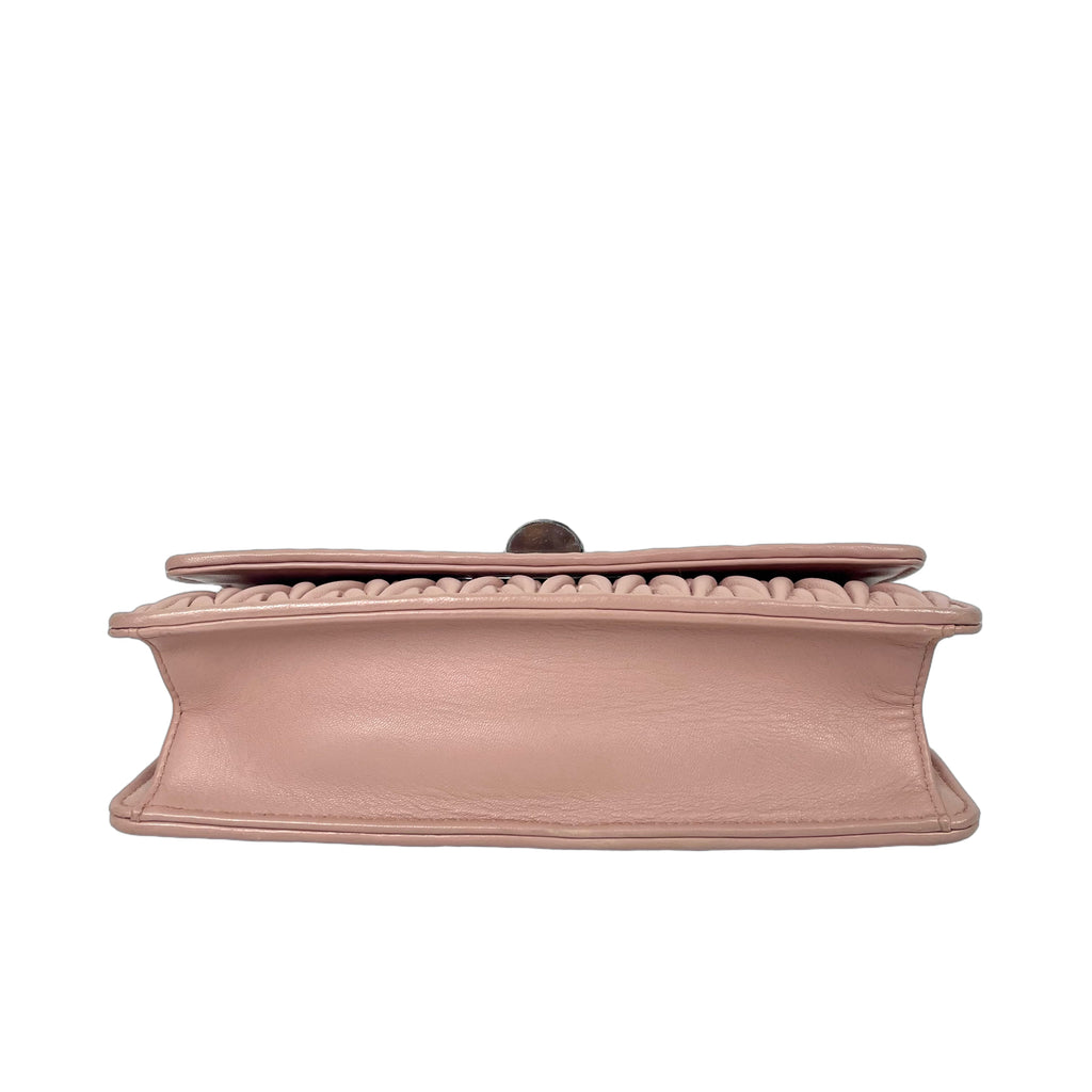 Miu Miu Nude Pink Quilted Leather Shoulder Bag with Chain Strap