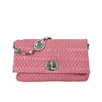 Miu Miu Cloqué Matelassé Leather Shoulder Bag with Crystal Chain