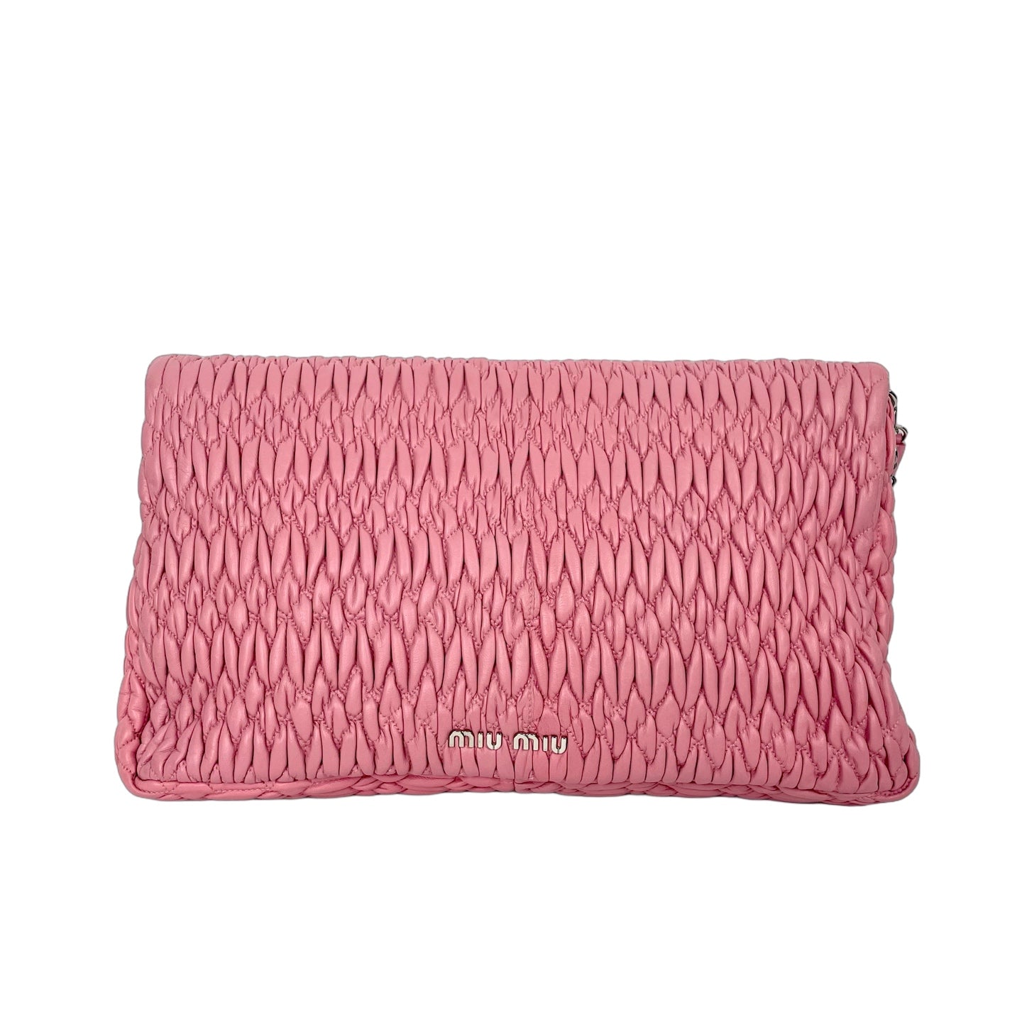 Miu Miu Cloqué Matelassé Leather Shoulder Bag with Crystal Chain