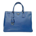 Prada Galleria Saffiano Leather Tote Bag with Zippers - Blue