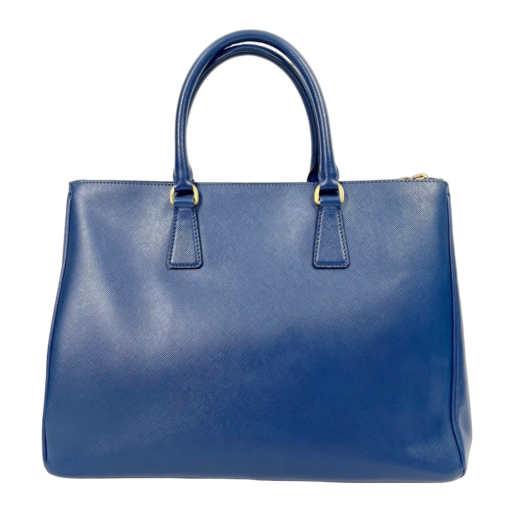 Prada Galleria Saffiano Leather Tote Bag with Zippers - Blue