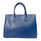 Prada Galleria Saffiano Leather Tote Bag with Zippers - Blue