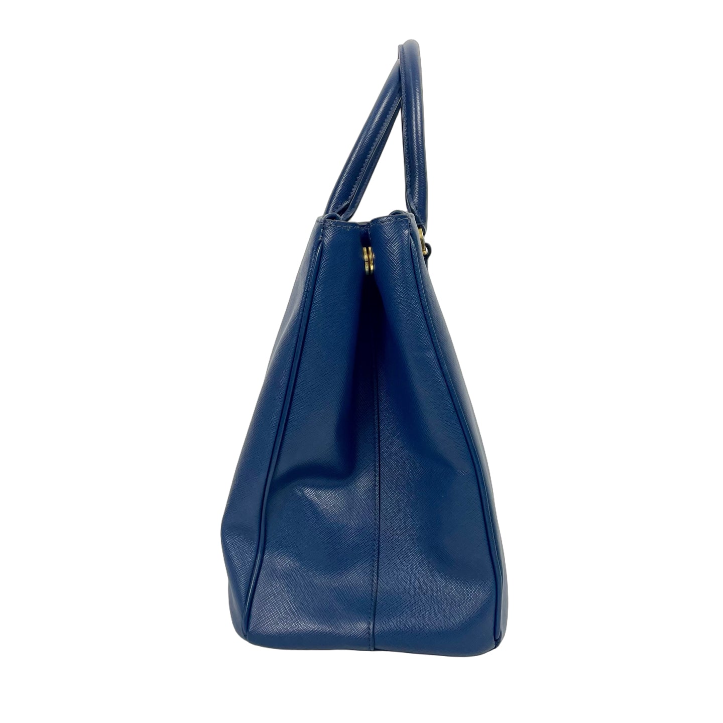 Prada Galleria Saffiano Leather Tote Bag with Zippers - Blue