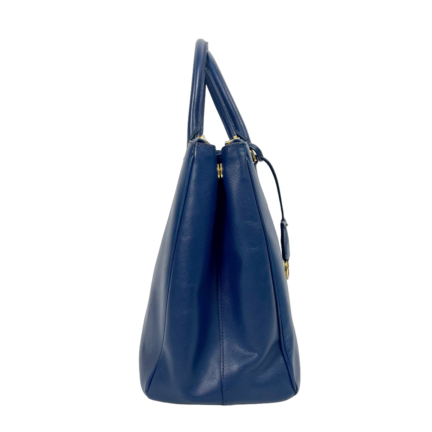 Prada Galleria Saffiano Leather Tote Bag with Zippers - Blue