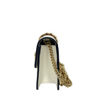 Gucci Sylvie Super Mini Bag - White Leather with Blue and Red Web