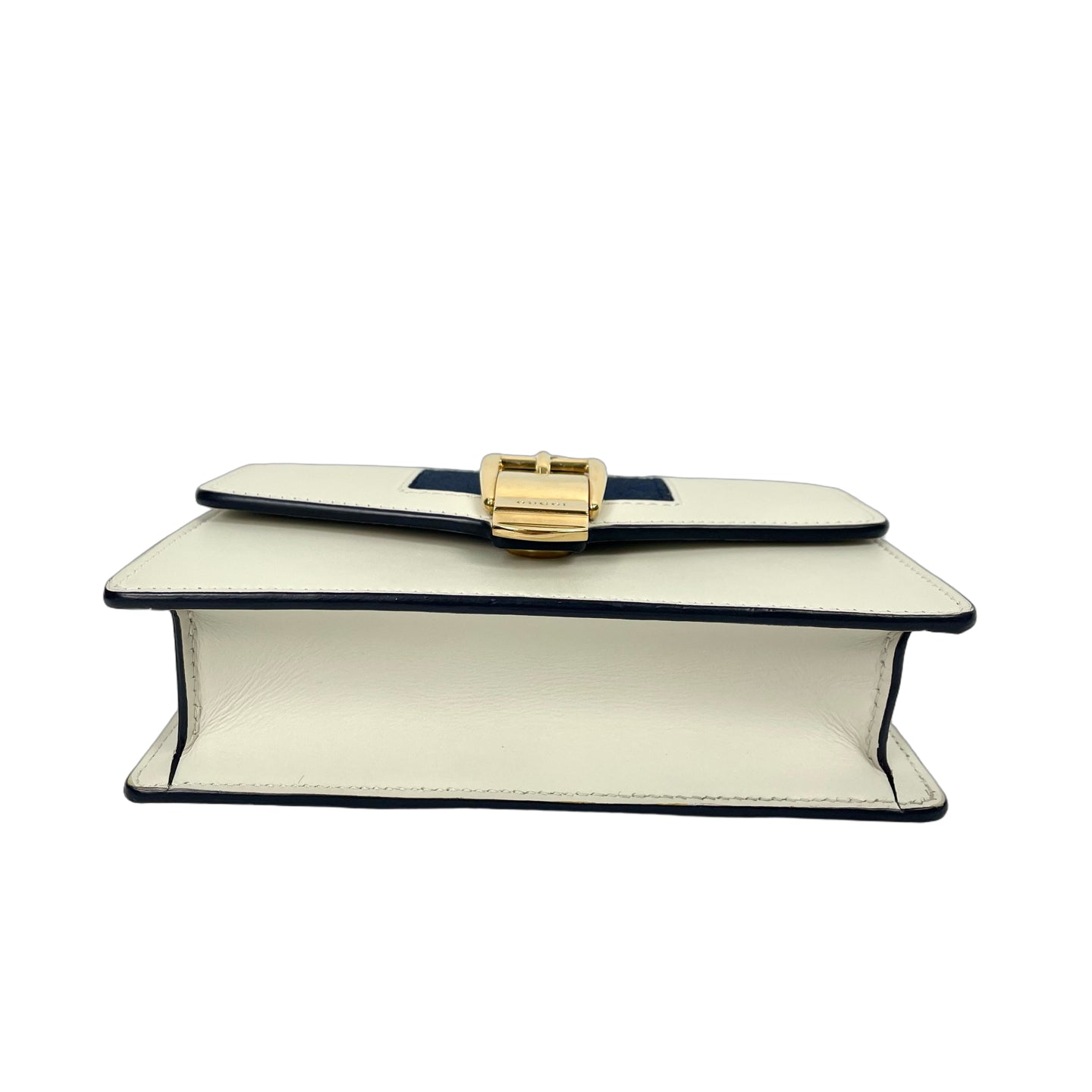 Gucci Sylvie Super Mini Bag - White Leather with Blue and Red Web