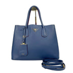 Prada Double Medium Saffiano Leather Tote Bag - Baltico Blue