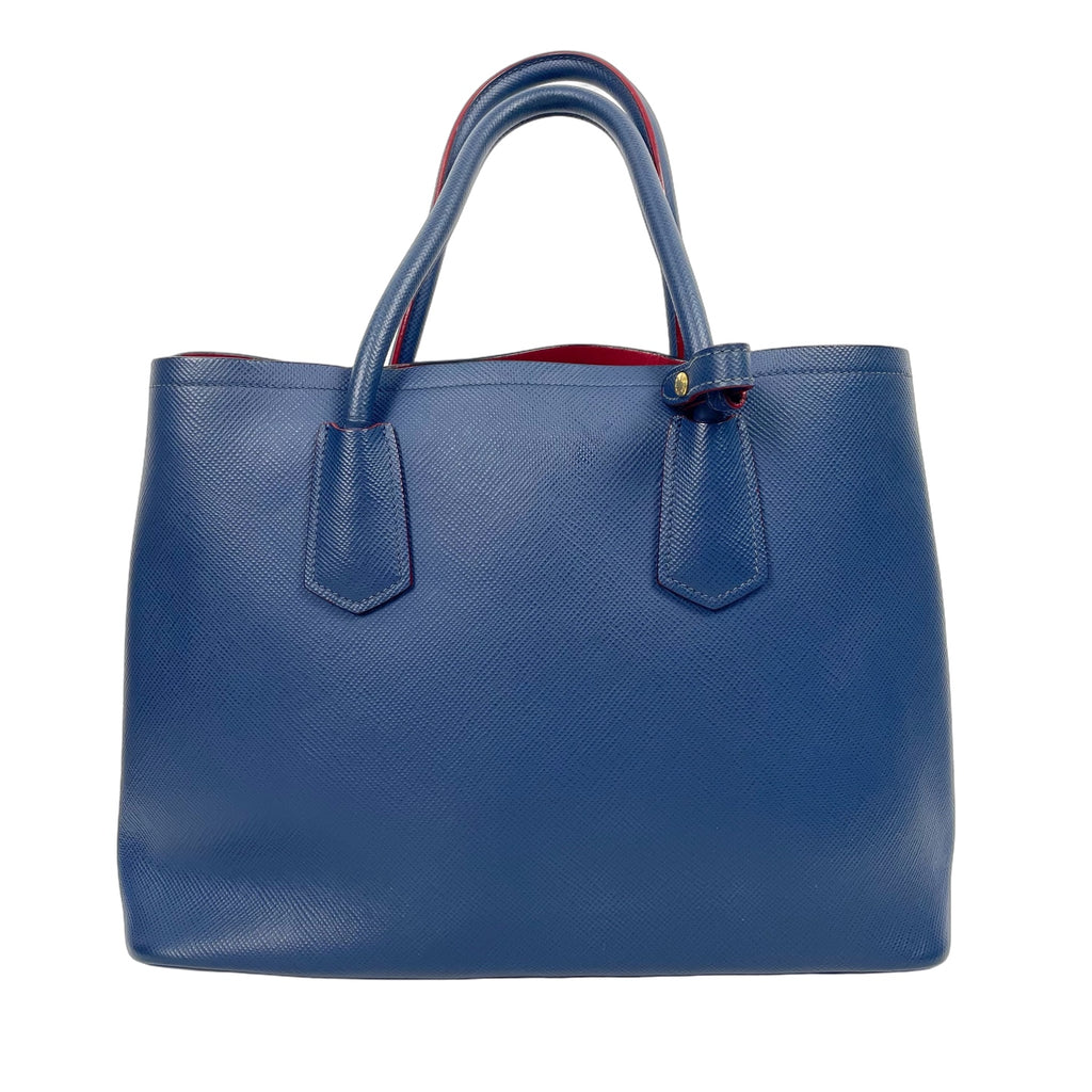 Prada Double Medium Saffiano Leather Tote Bag - Baltico Blue