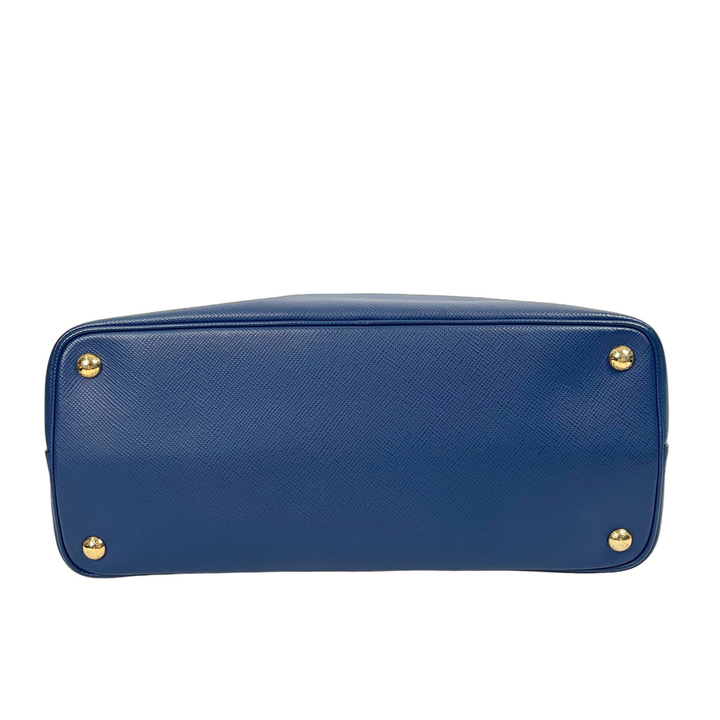 Prada Double Medium Saffiano Leather Tote Bag - Baltico Blue