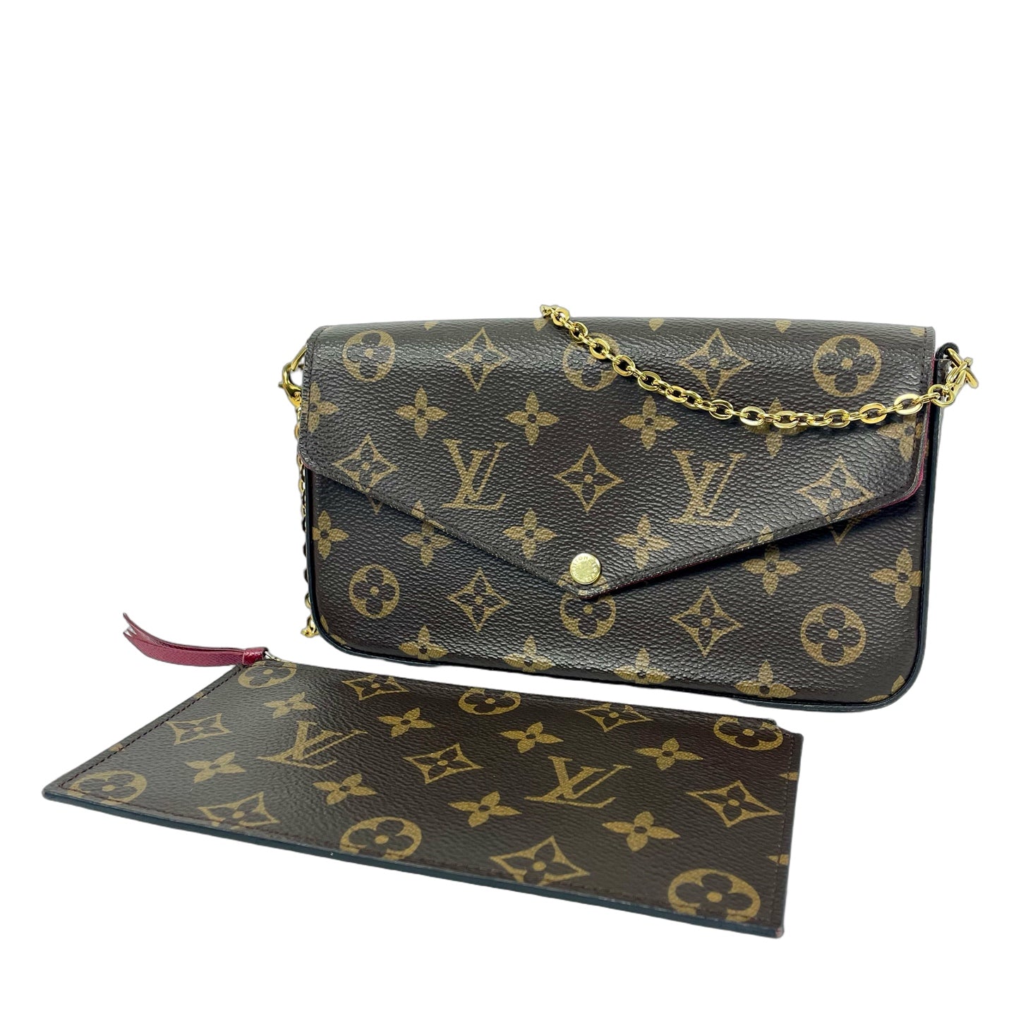 Louis Vuitton Monogram Félicie Pochette with Gold Chain