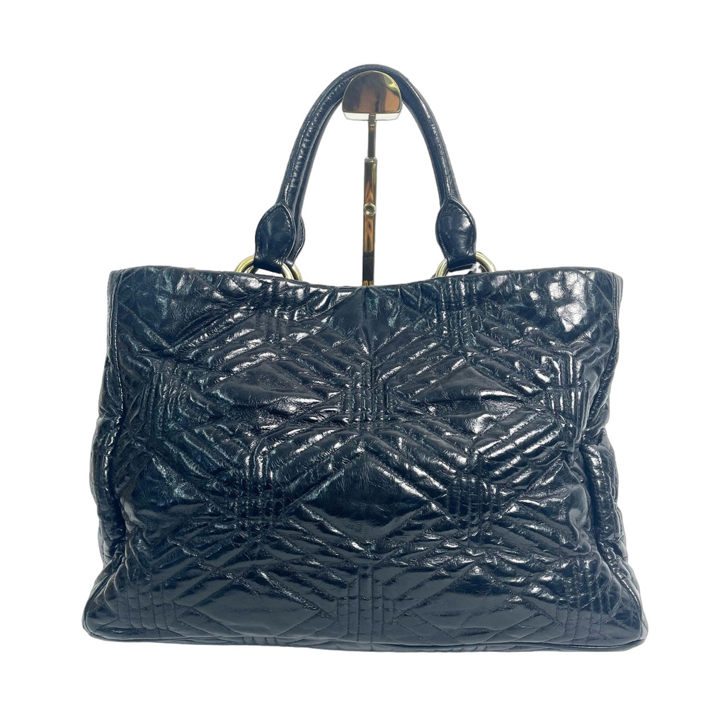 Miu Miu Cloquet Matelassé Leather Crystal Tote Bag in Black