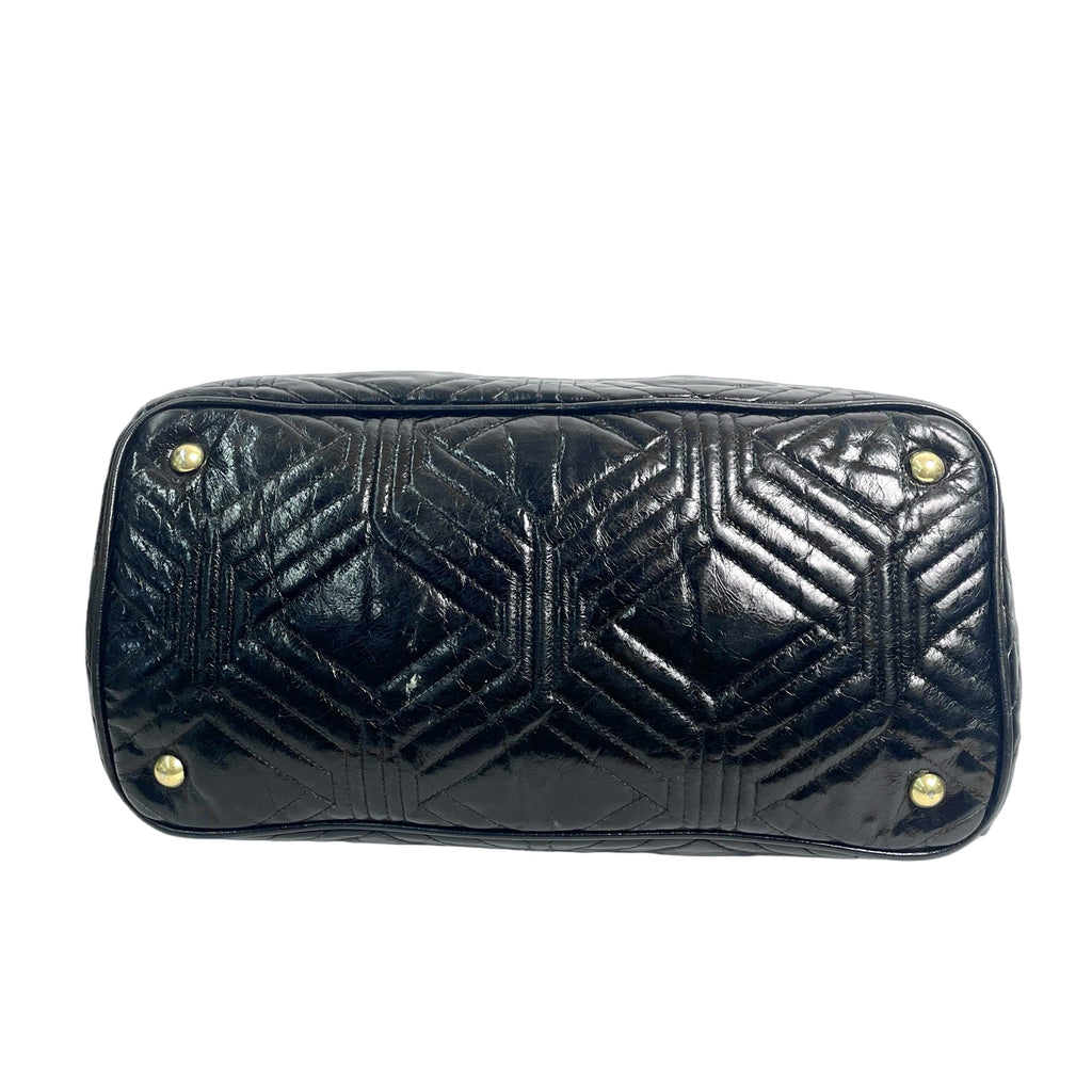 Miu Miu Cloquet Matelassé Leather Crystal Tote Bag in Black