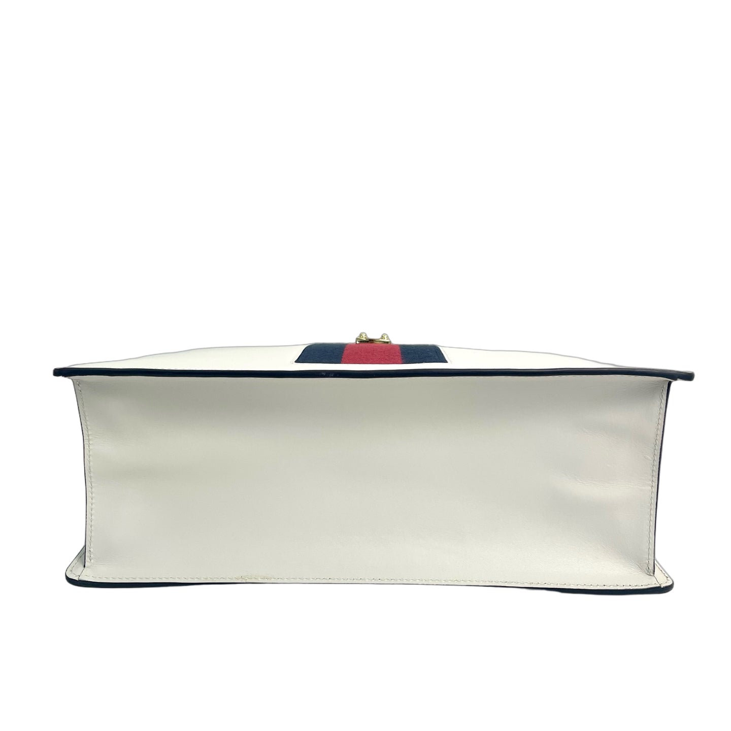 Gucci Sylvie Medium Leather Top Handle Bag in White