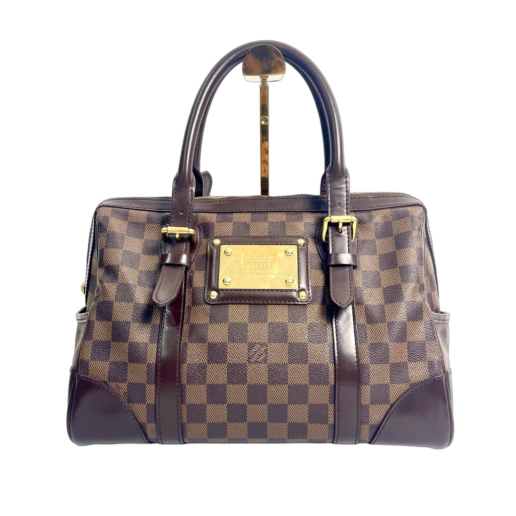 Louis Vuitton Berkeley Damier Ebene Canvas Bag with Gold-Tone Plate