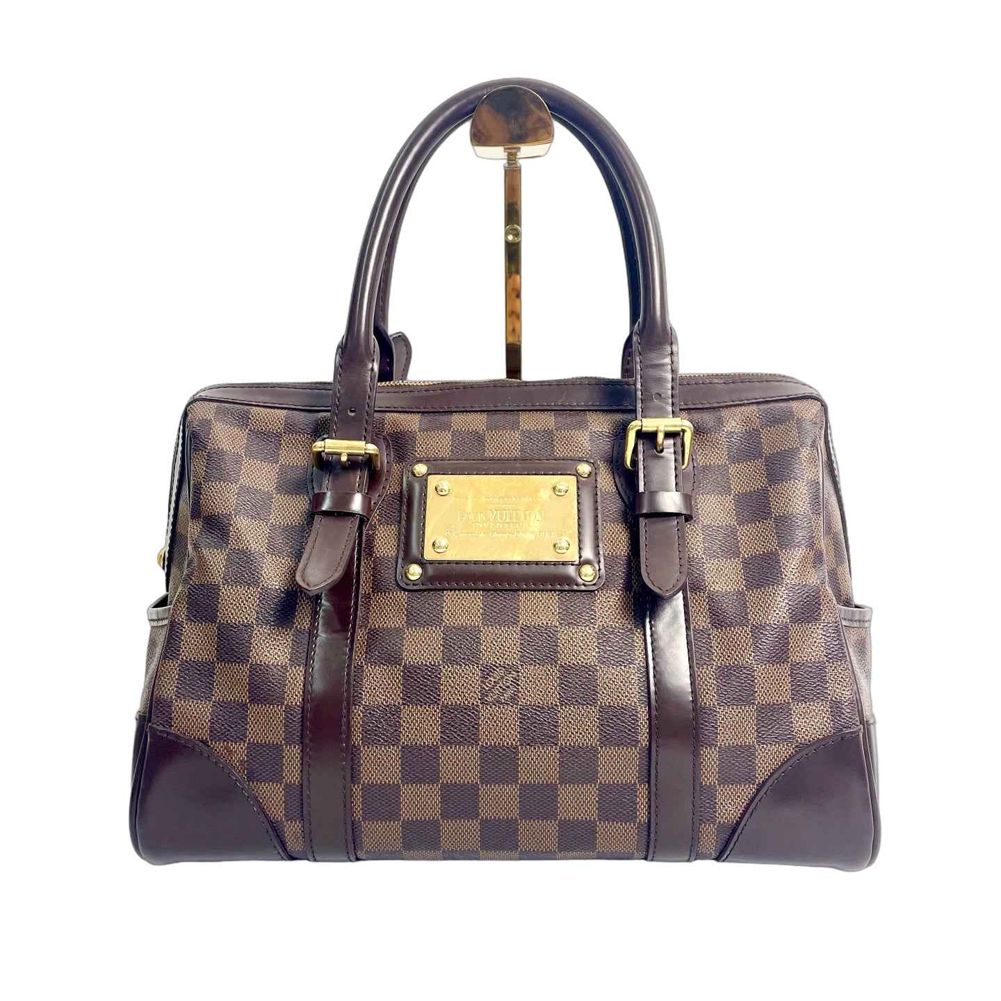 Louis Vuitton Berkeley Damier Ebene Canvas Bag with Gold-Tone Plate