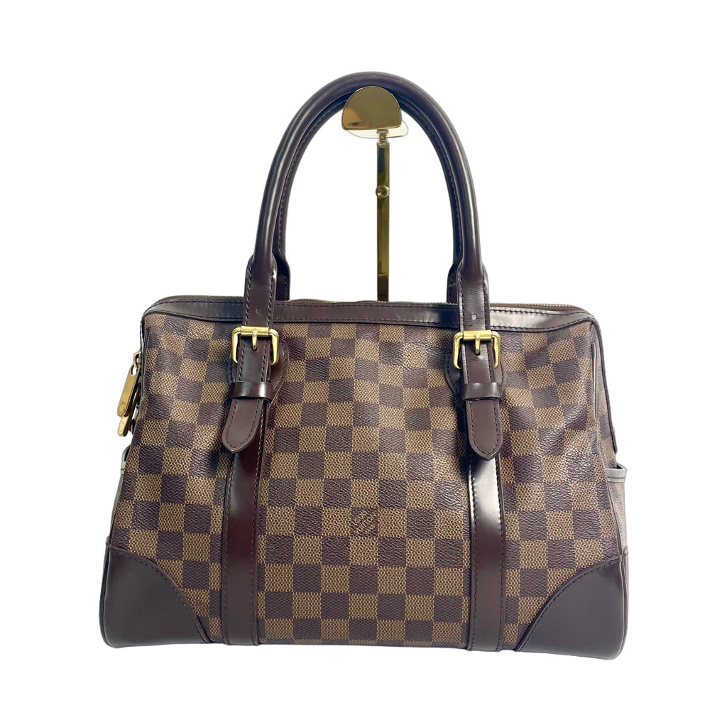 Louis Vuitton Berkeley Damier Ebene Canvas Bag with Gold-Tone Plate