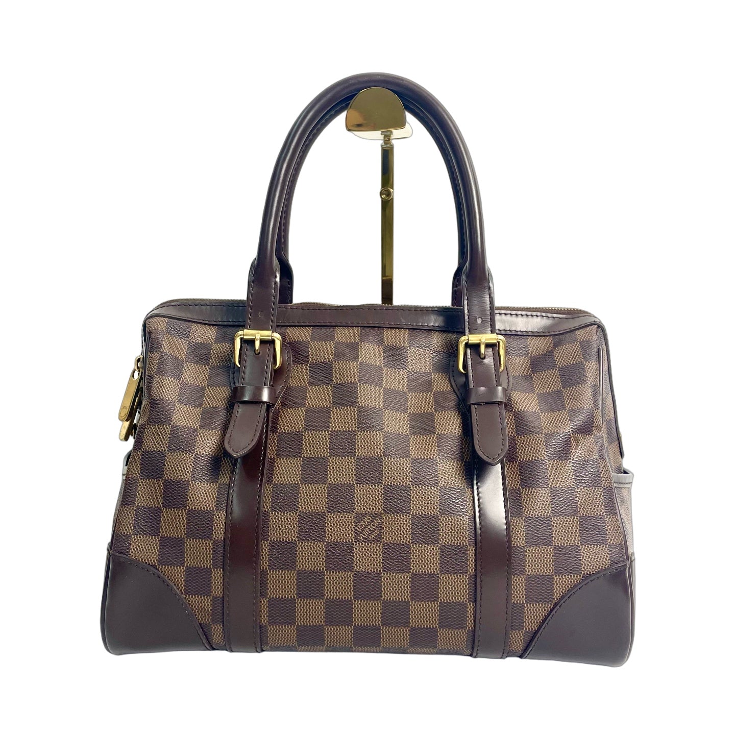 Louis Vuitton Berkeley Damier Ebene Canvas Bag with Gold-Tone Plate