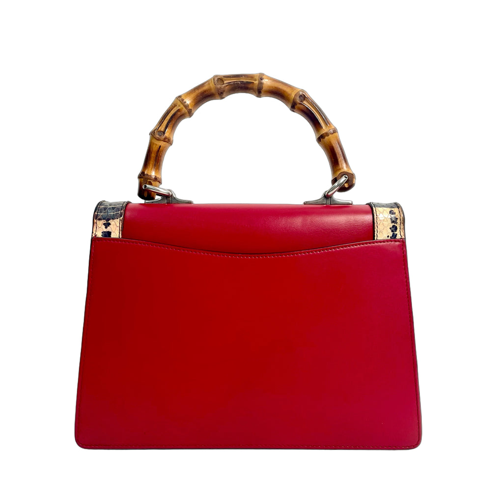 Gucci Lilith Bamboo Top Handle Bag in Hibiscus Red