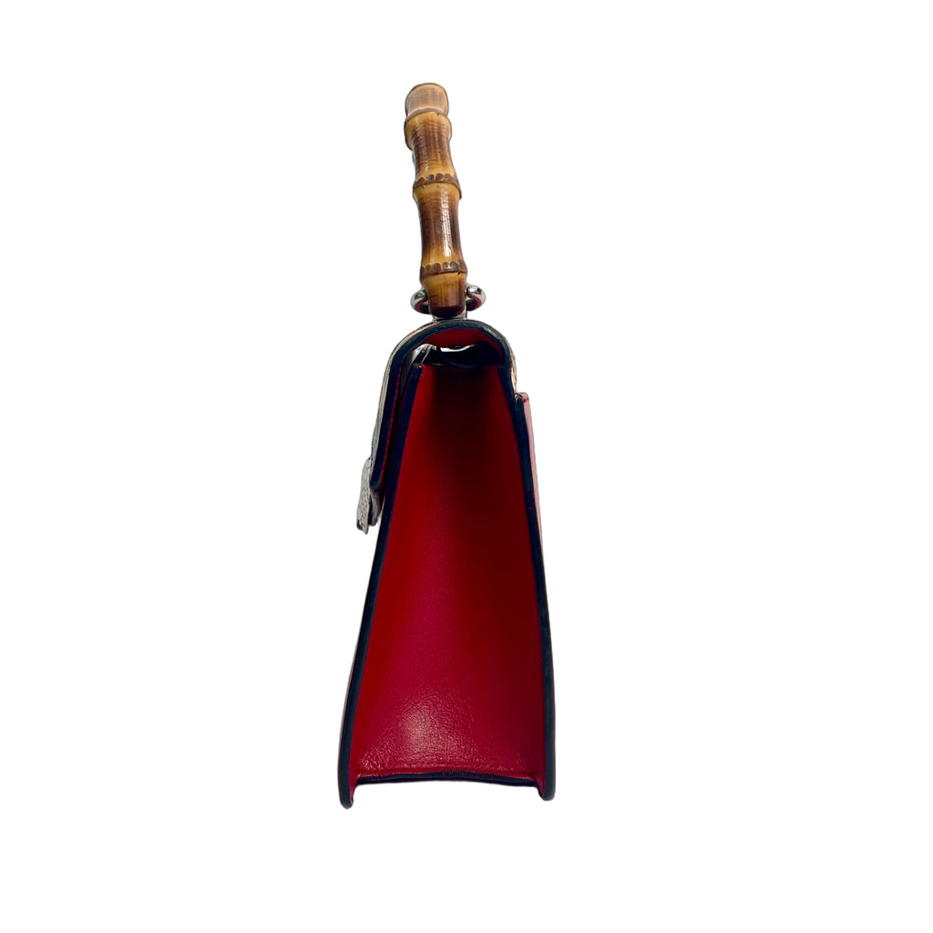 Gucci Lilith Bamboo Top Handle Bag in Hibiscus Red