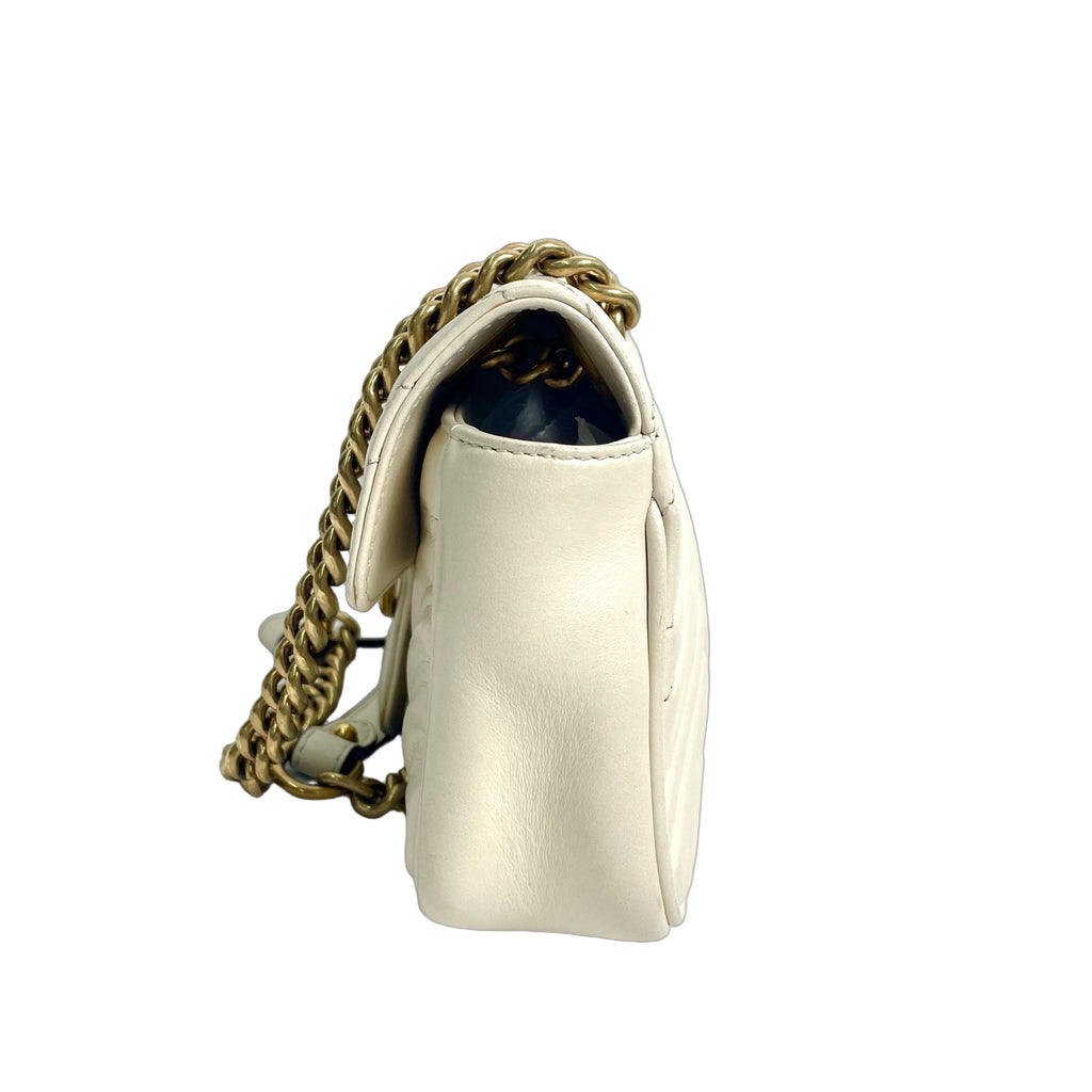 Gucci GG Marmont Matelassé Mini Bag in White Leather