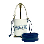Christian Dior Vibe Small Bucket Bag in White and Blue Calfskin