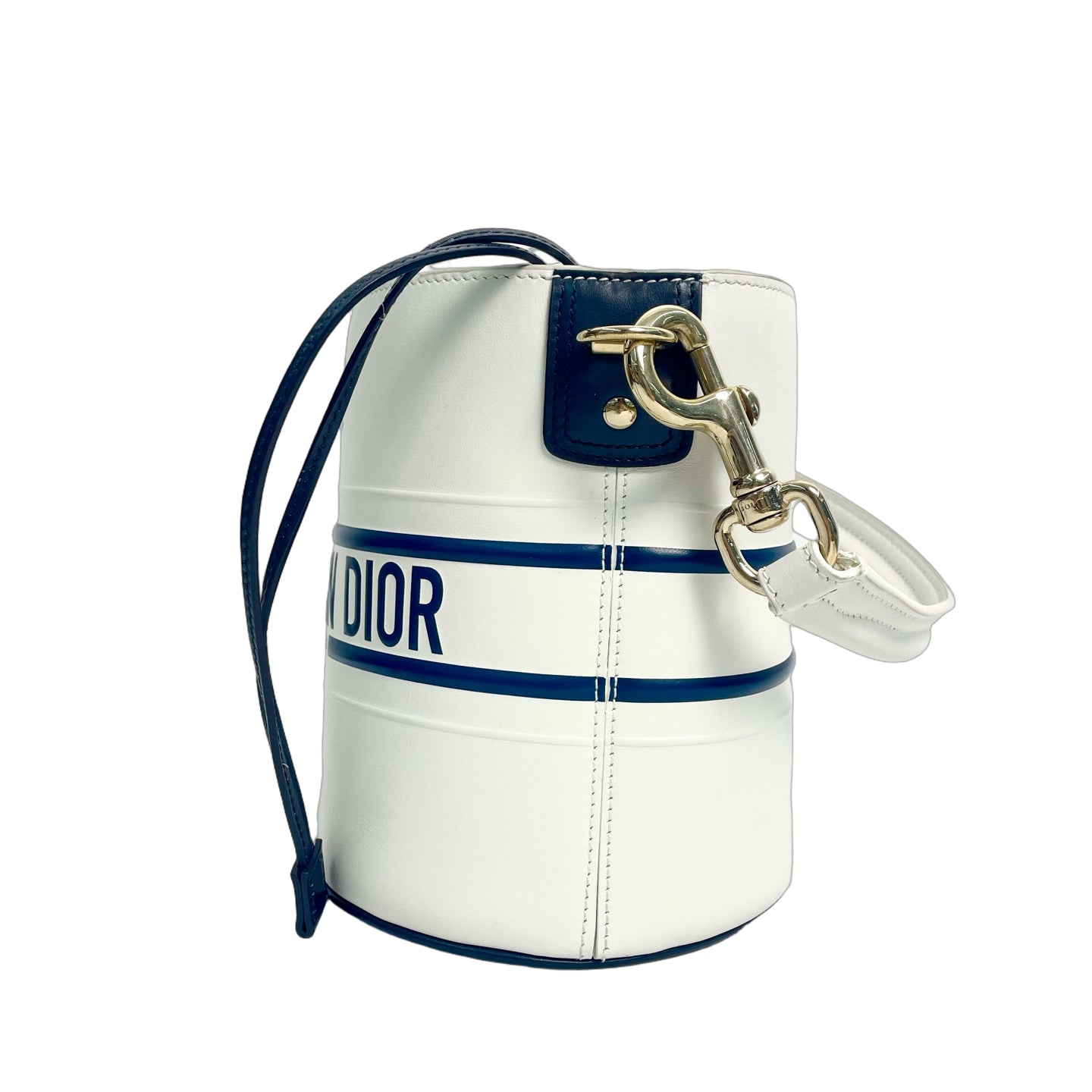 Christian Dior Vibe Small Bucket Bag in White and Blue Calfskin