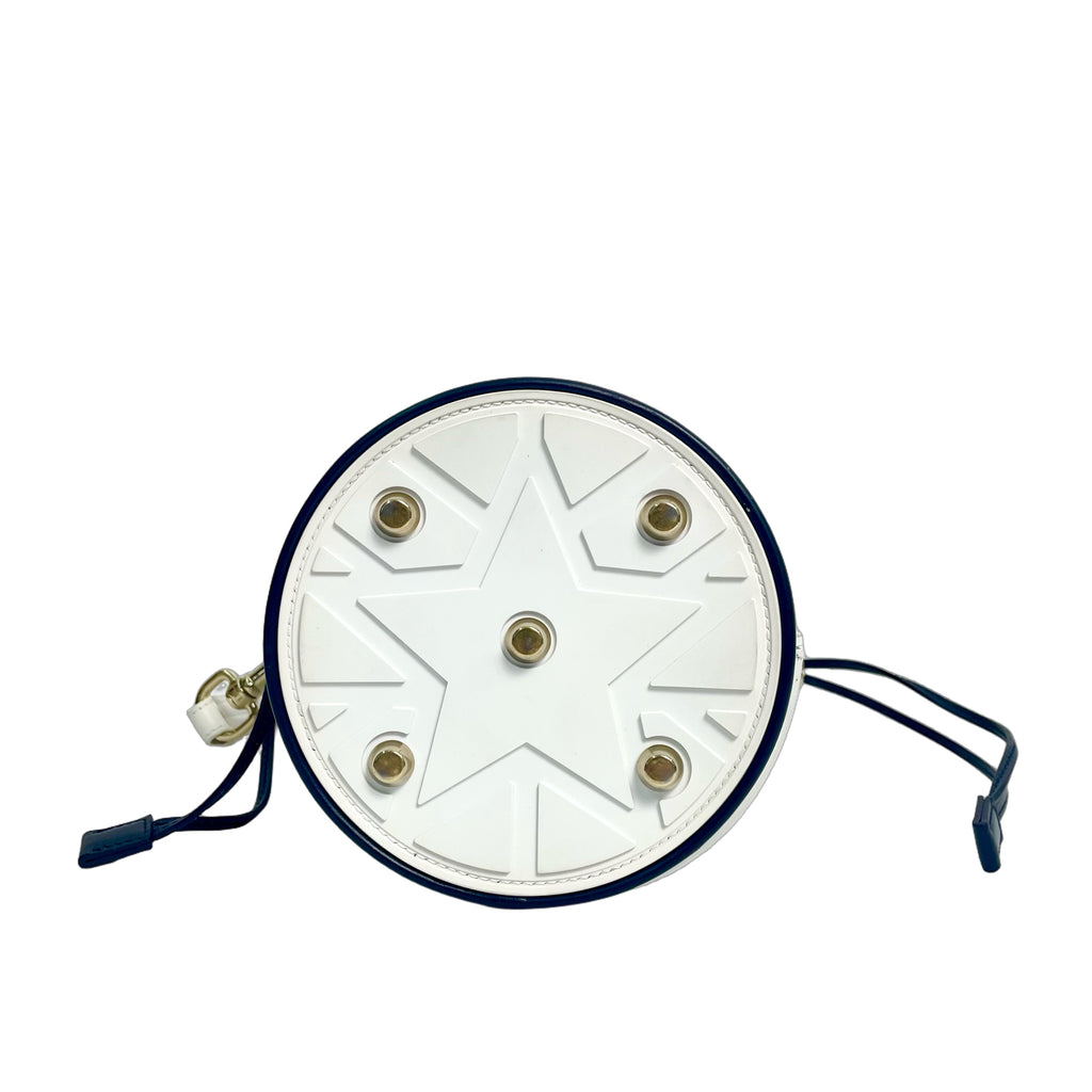 Christian Dior Vibe Small Bucket Bag in White and Blue Calfskin