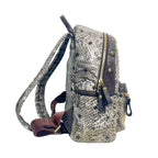MCM Stark Python Print Leather Backpack with Studs and Croc-Embossed Trim