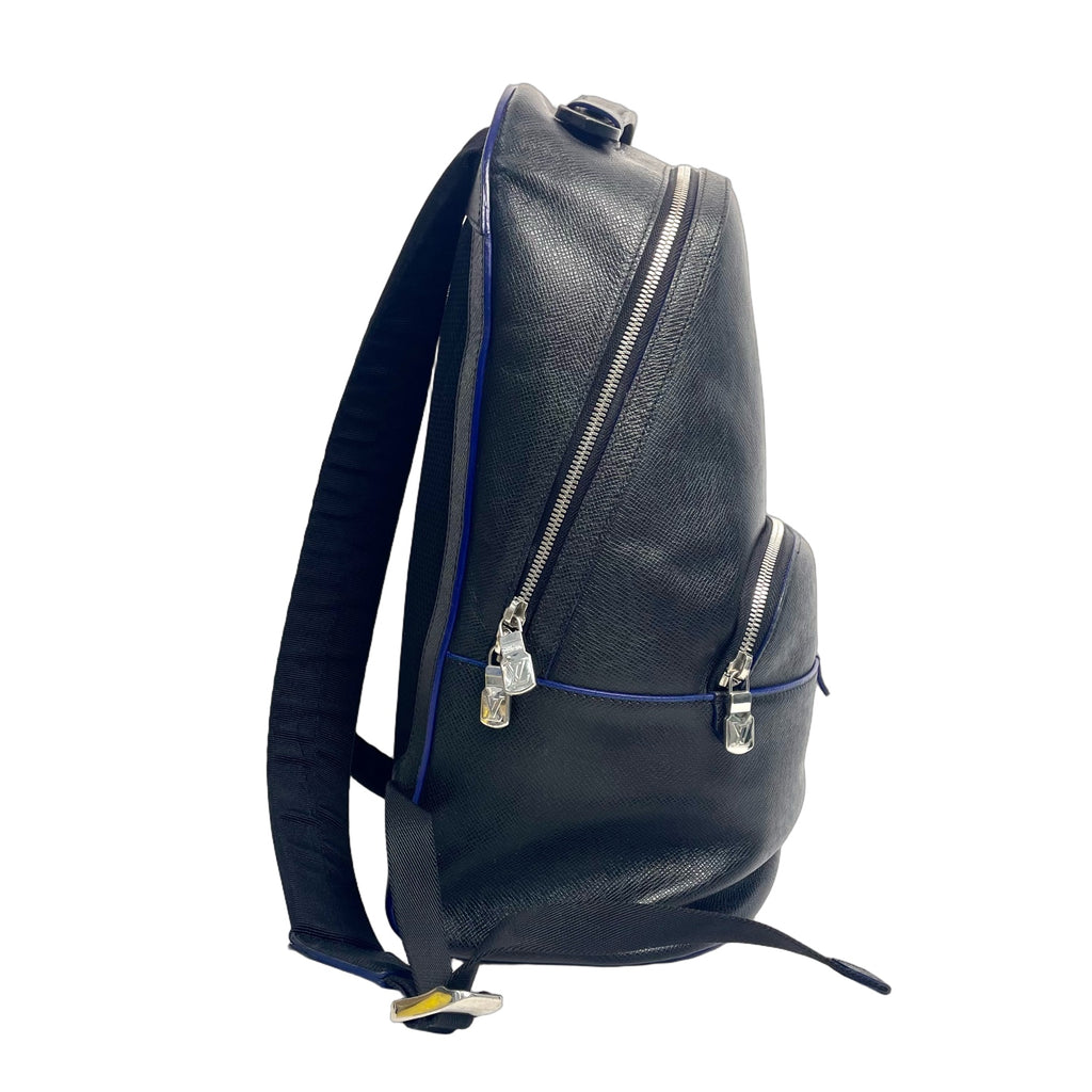 Louis Vuitton Taiga Leather Backpack in Noir with Blue Trim