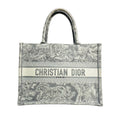 Christian Dior Medium Book Tote in Grey Toile de Jouy Reverse Embroidery