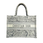 Christian Dior Medium Book Tote in Grey Toile de Jouy Reverse Embroidery