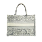 Christian Dior Medium Book Tote in Grey Toile de Jouy Reverse Embroidery