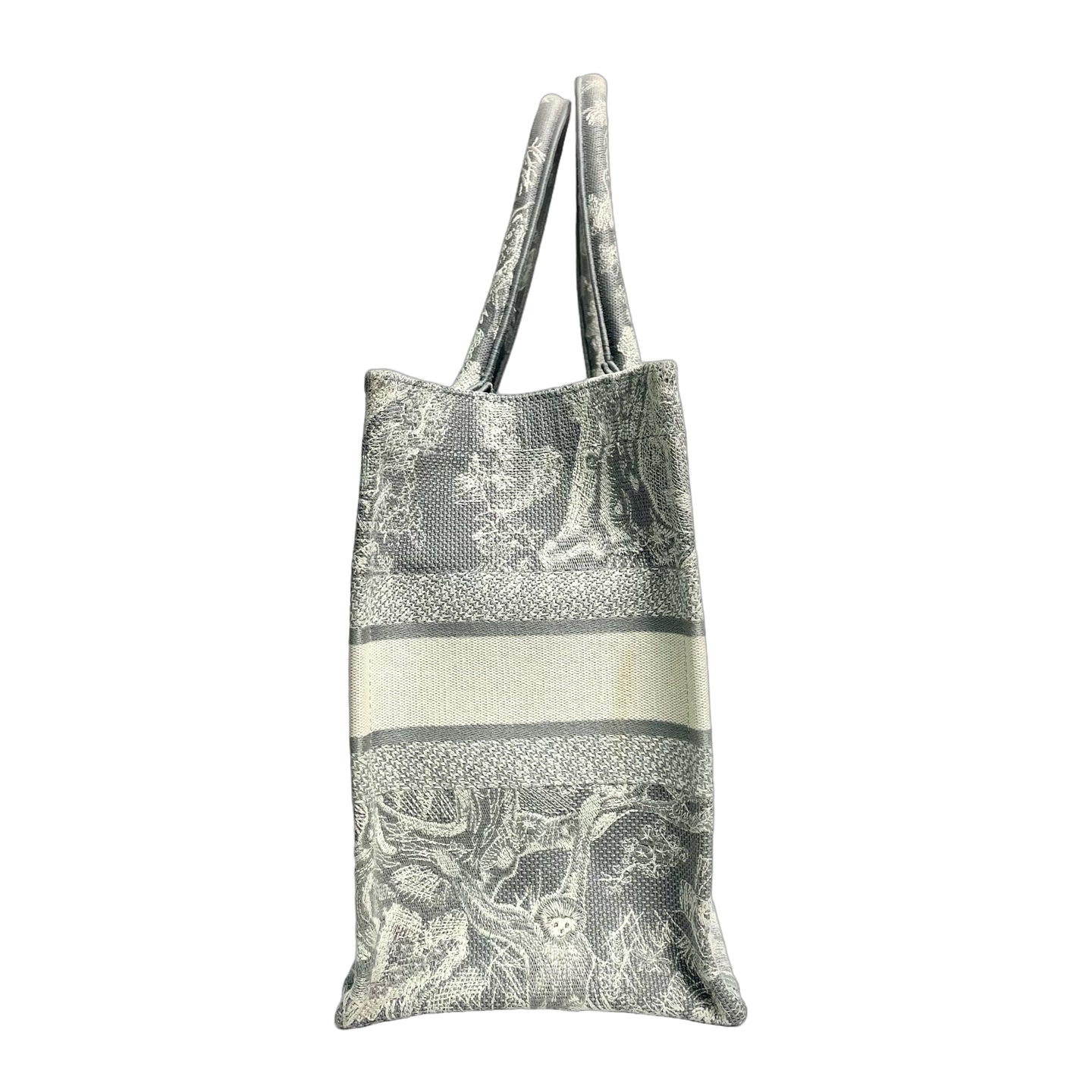 Christian Dior Medium Book Tote in Grey Toile de Jouy Reverse Embroidery